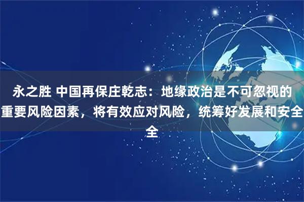 永之胜 中国再保庄乾志：地缘政治是不可忽视的重要风险因素，将有效应对风险，统筹好发展和安全